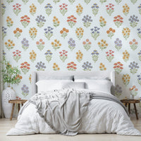 Hand-drawn pastel floral meadow wallpaper

