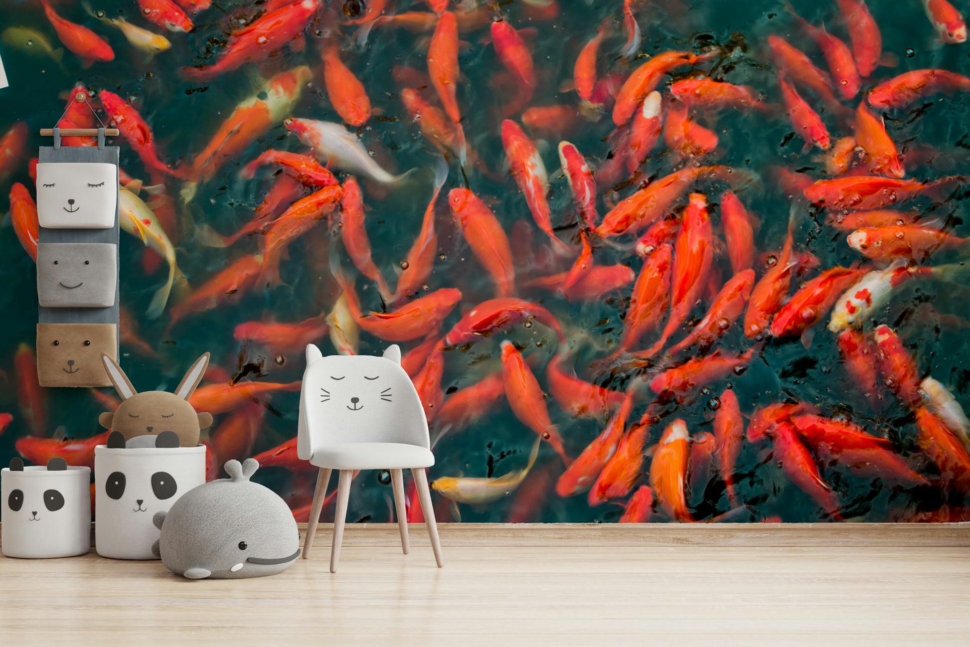 Vibrant fish in circular pattern
