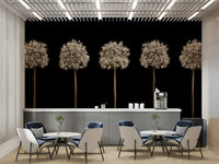 Five spherical white flowers.

