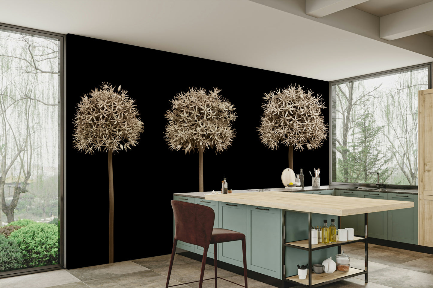 Symmetrical flower arrangement.

