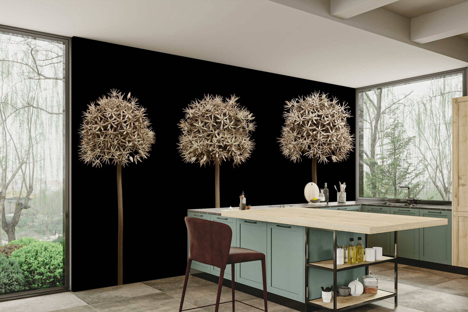 Symmetrical flower arrangement.

