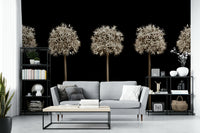 Abstract floral forms on wall.

