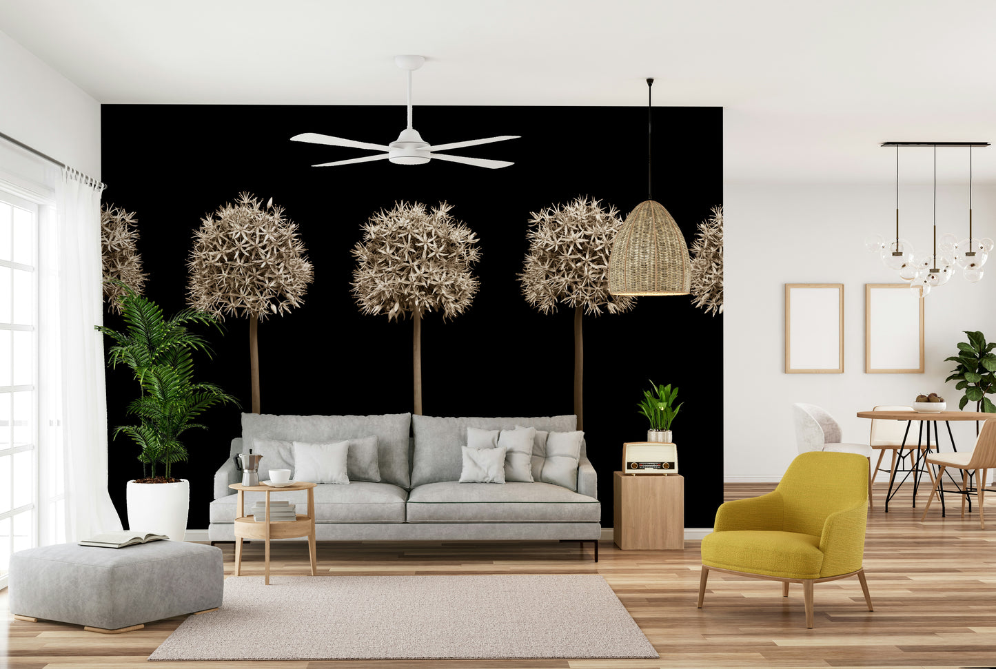 Minimalist floral wallpaper design.

