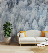Snow-covered trees on wallpaper.

