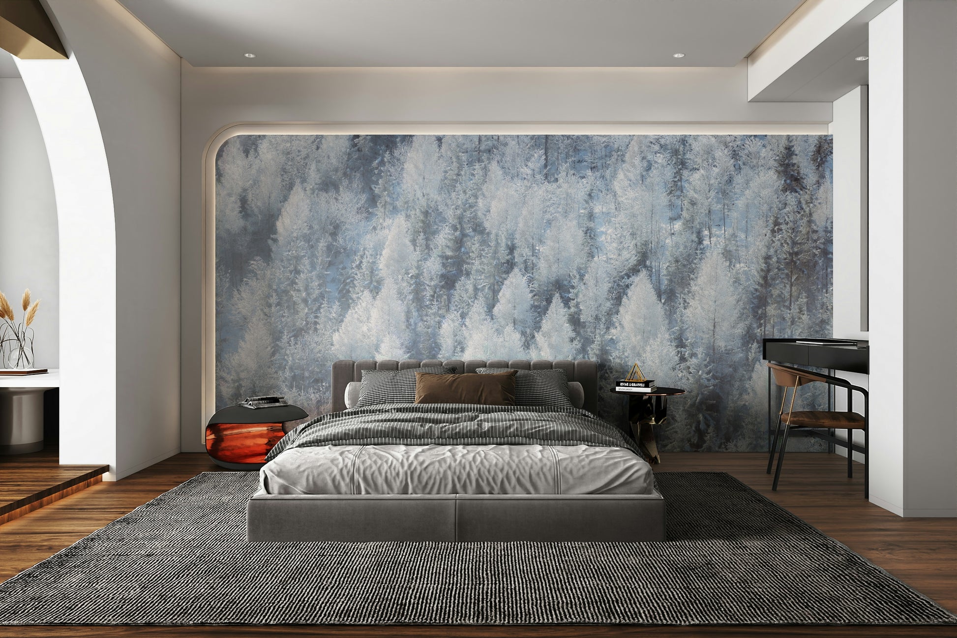 Serene winter-themed wallpaper.

