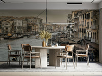 Gondolas on a canal in Venice.


