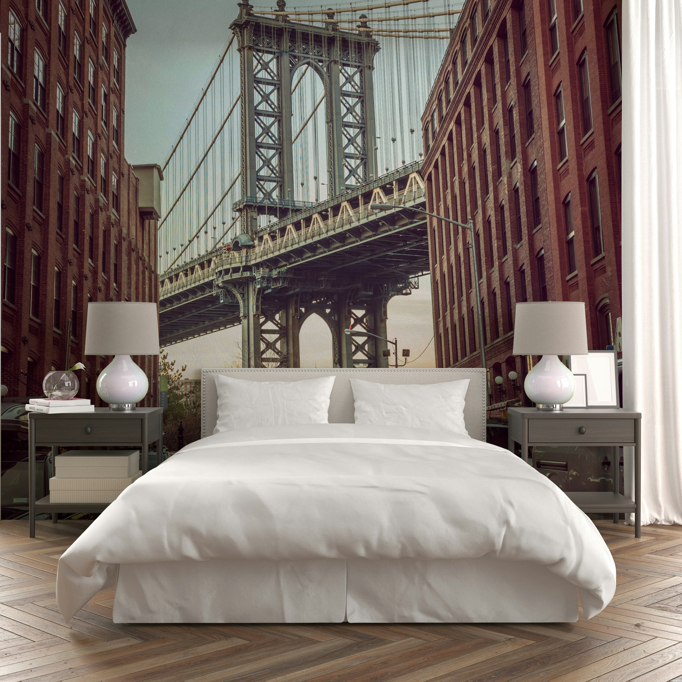 Manhattan Bridge from Dumbo street.

