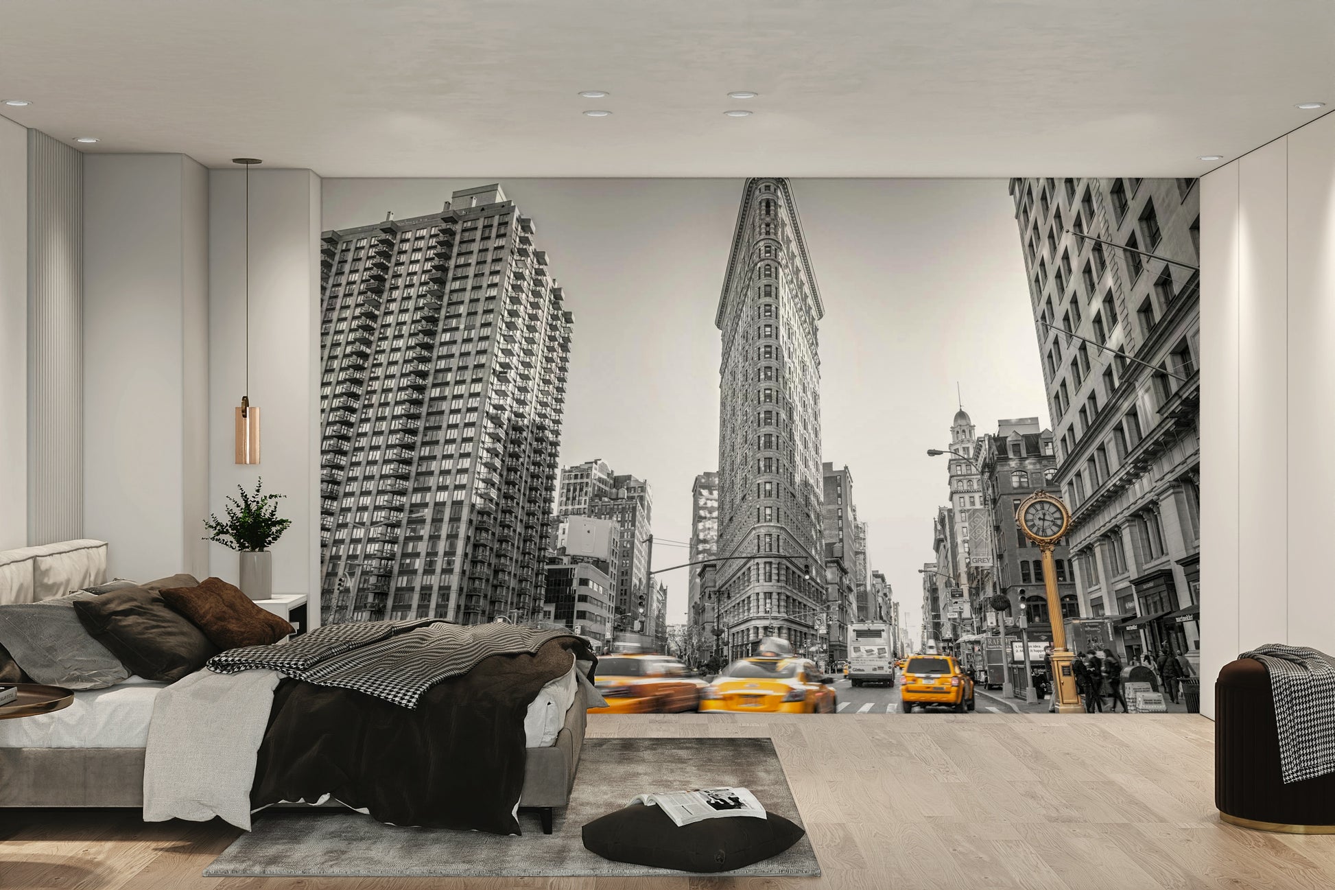 Yellow taxis in motion blur.

