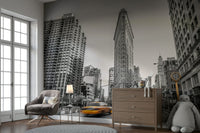 Busy urban street wallpaper.

