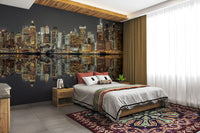 Water reflection of urban lights.

