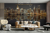 Night cityscape wall mural.


