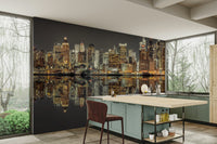 Panoramic city view at night.

