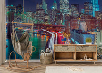 Manhattan skyline at night.

