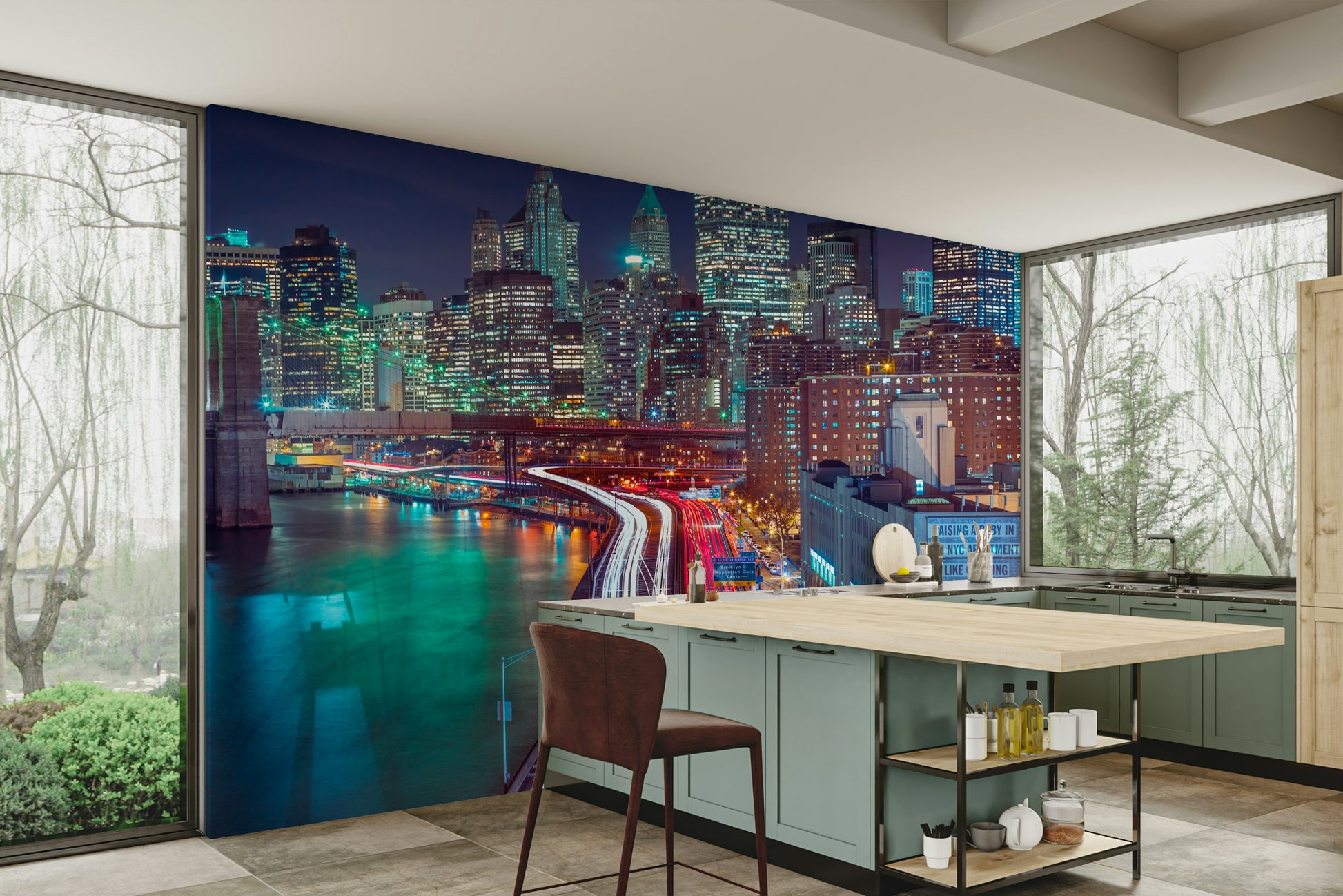 Reflections on water at night.

