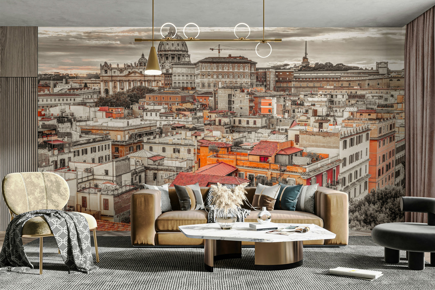 Detailed urban wall mural.

