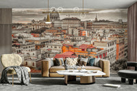 Detailed urban wall mural.

