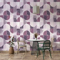 Artistic wall covering with tiles.

