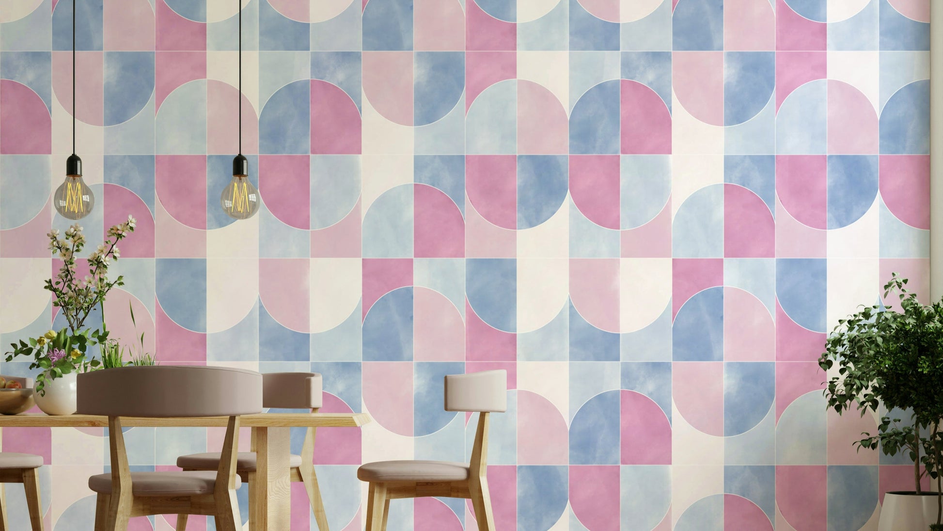 Geometric tile pattern wallpaper.

