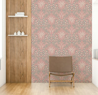 Classic floral motif wallpaper.

