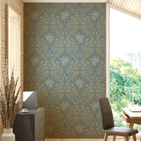 Classic floral motif wallpaper.

