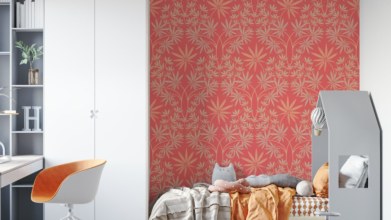 Classic floral motif wallpaper.

