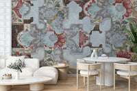 Rich hues and intricate floral details.

