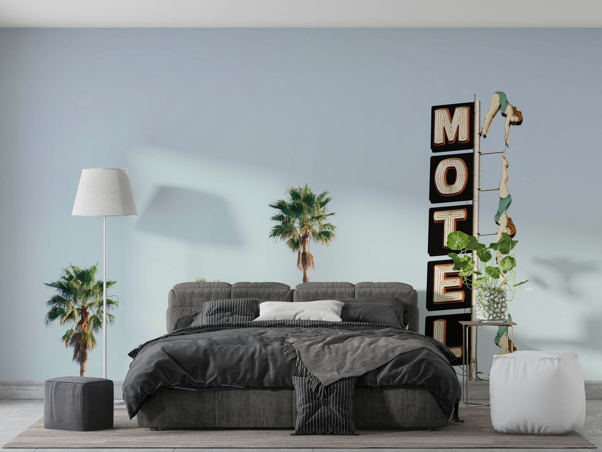 Stylized figures of diving ladies.

