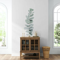 Subtle hues of green and muted tones.

