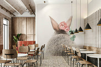 High-resolution image of a bunny and flowers.

