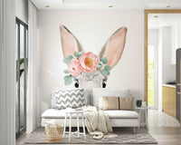 Focus on the bunny's expression and floral details.

