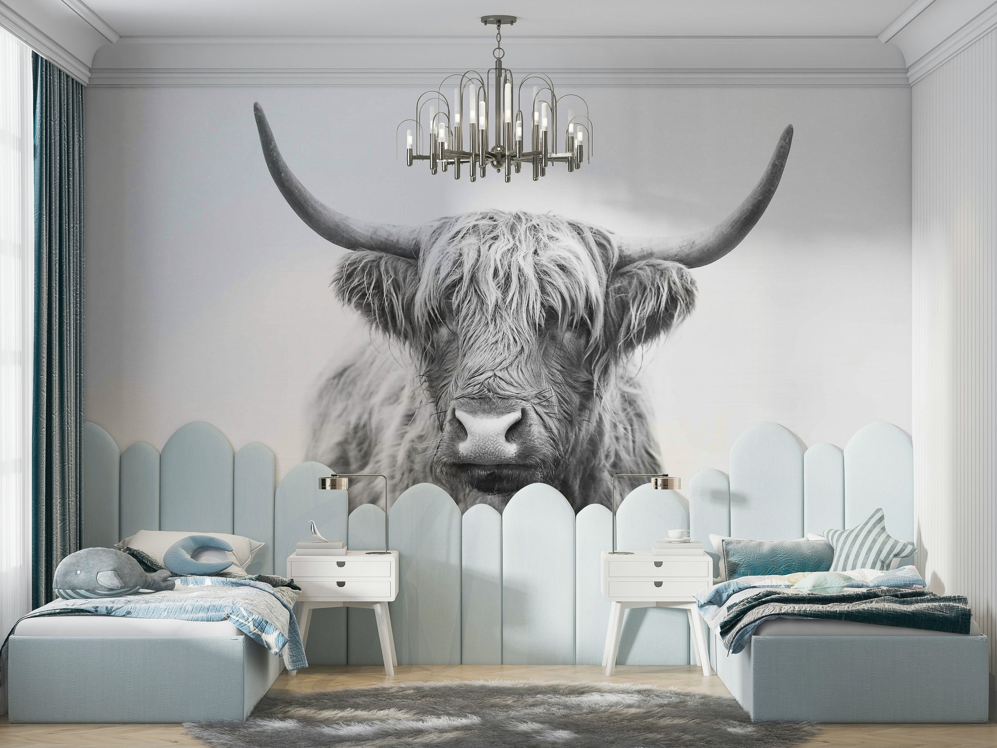 Wall decor evoking the Scottish Highlands and nature.

