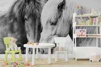 Natural colors of horse coats and surroundings.

