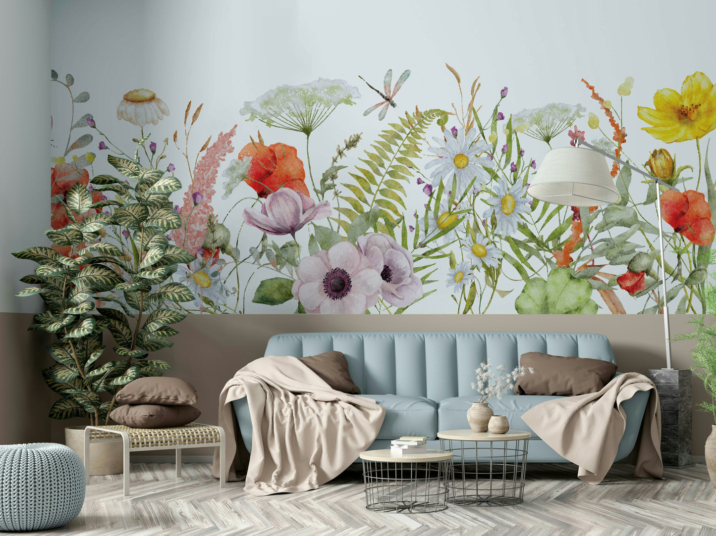 Field abundant with various flower types.

