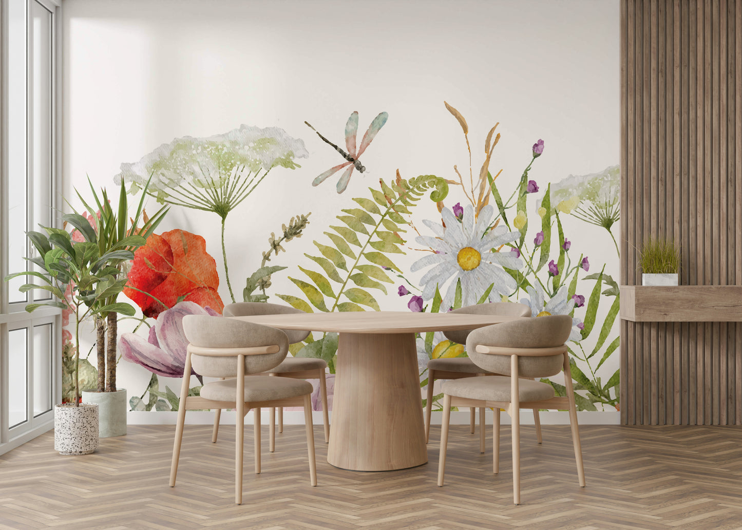 Soft, impressionistic depiction of wildflowers.

