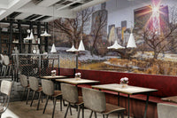 Evokes the unique charm of Central Park in winter.

