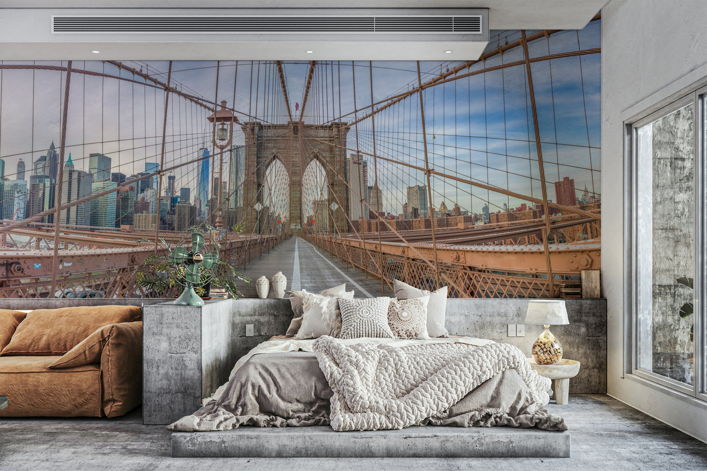 Intricate network of bridge cables.

