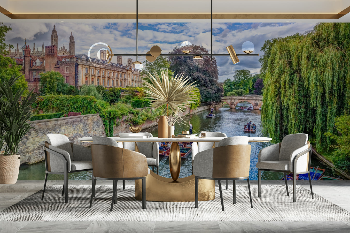 Historic college buildings in the background.

