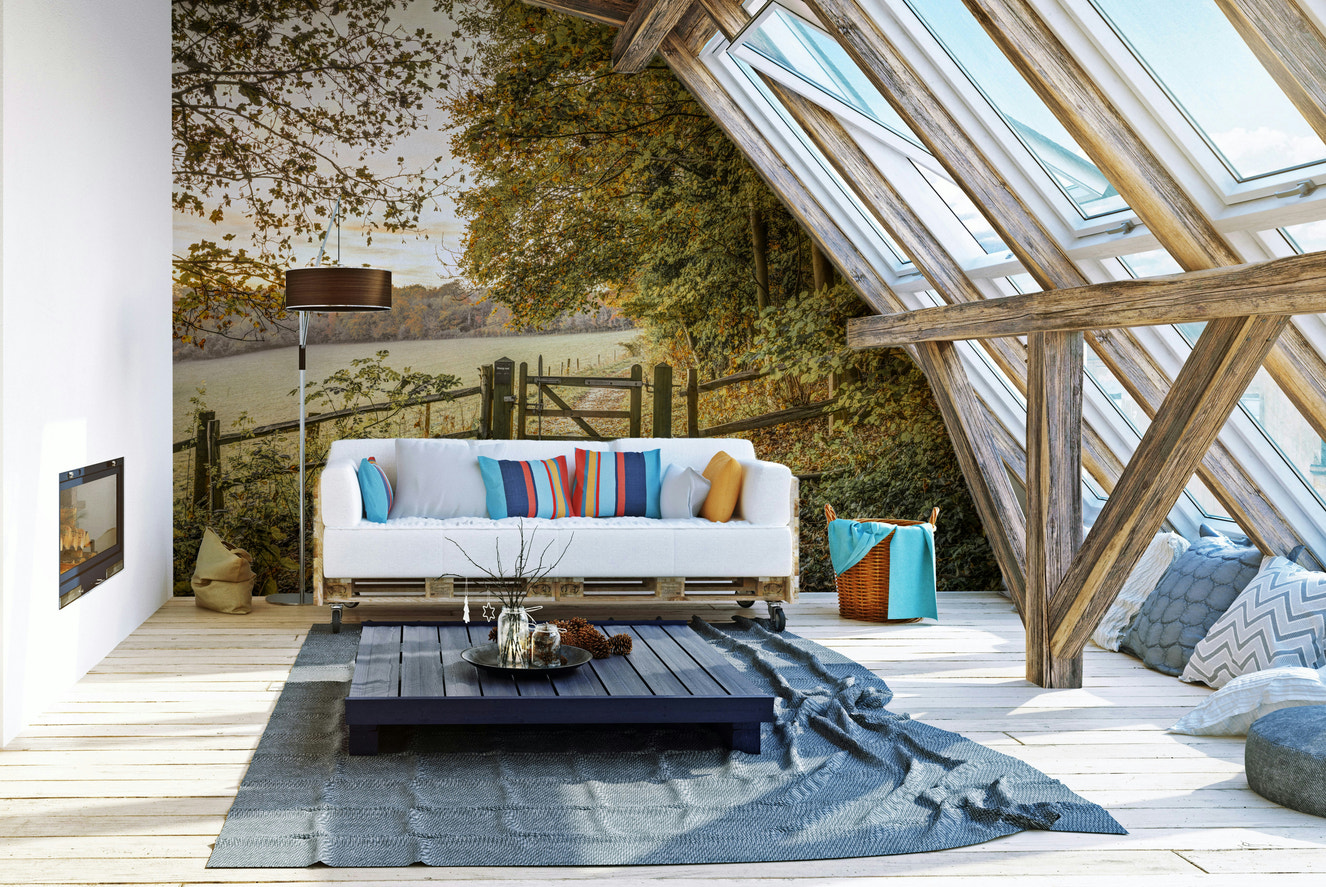 Path or archway leading into an autumn forest.

