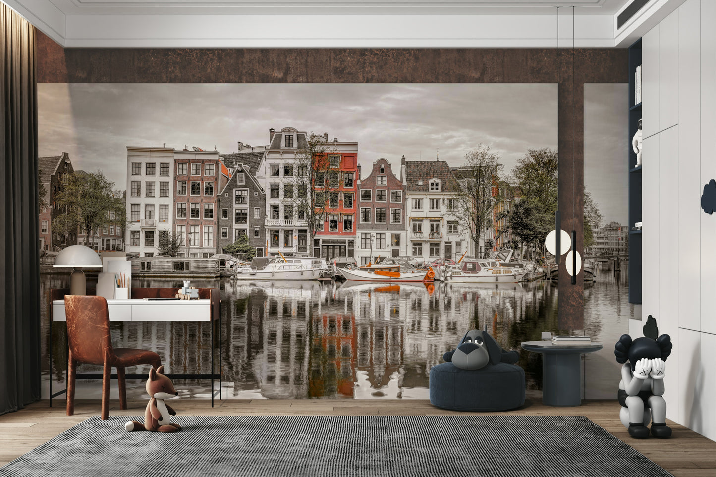 Colorful facades of the buildings.

