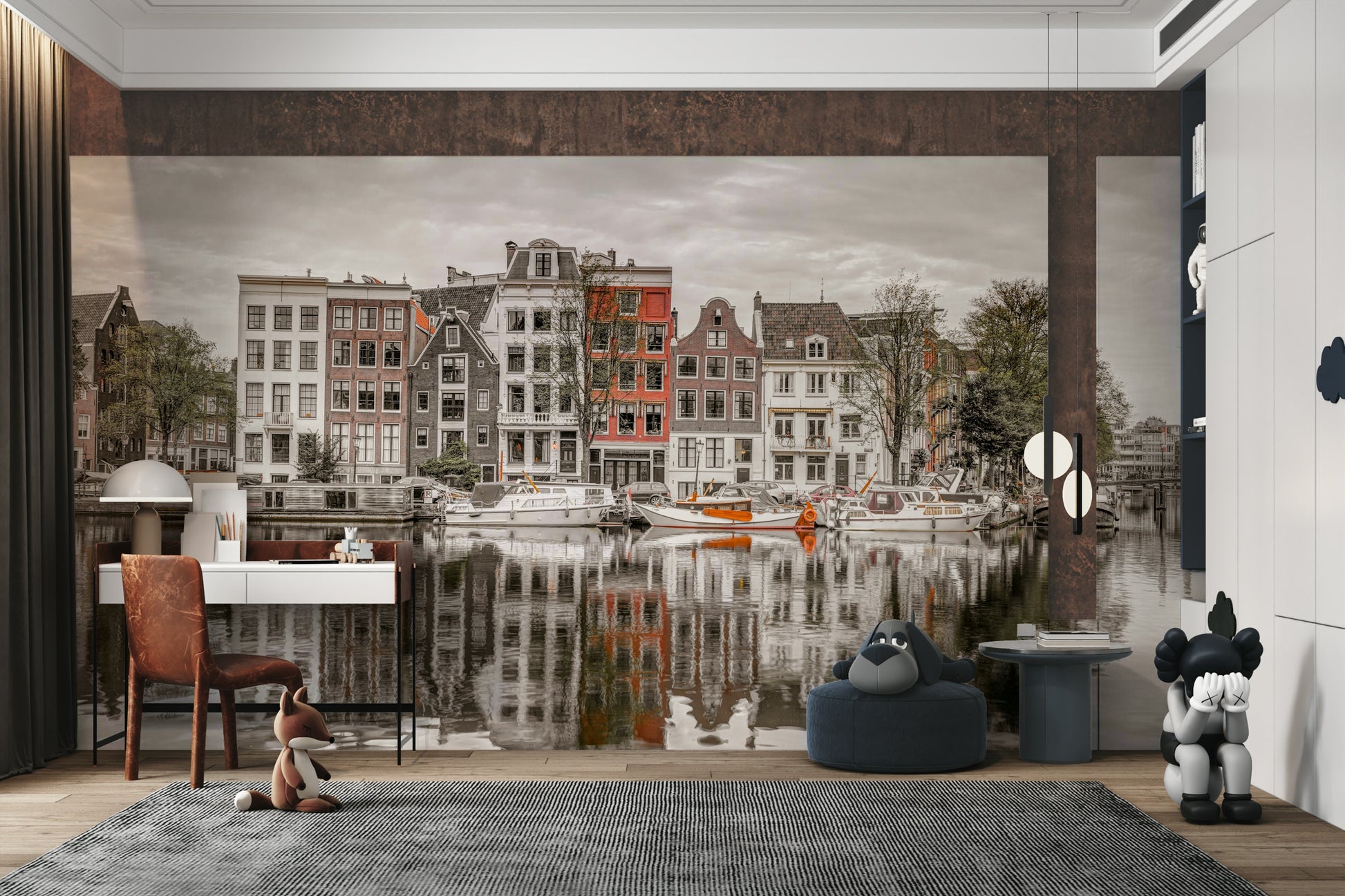 Colorful facades of the buildings.

