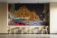 Thousands of lights outlining the building.

