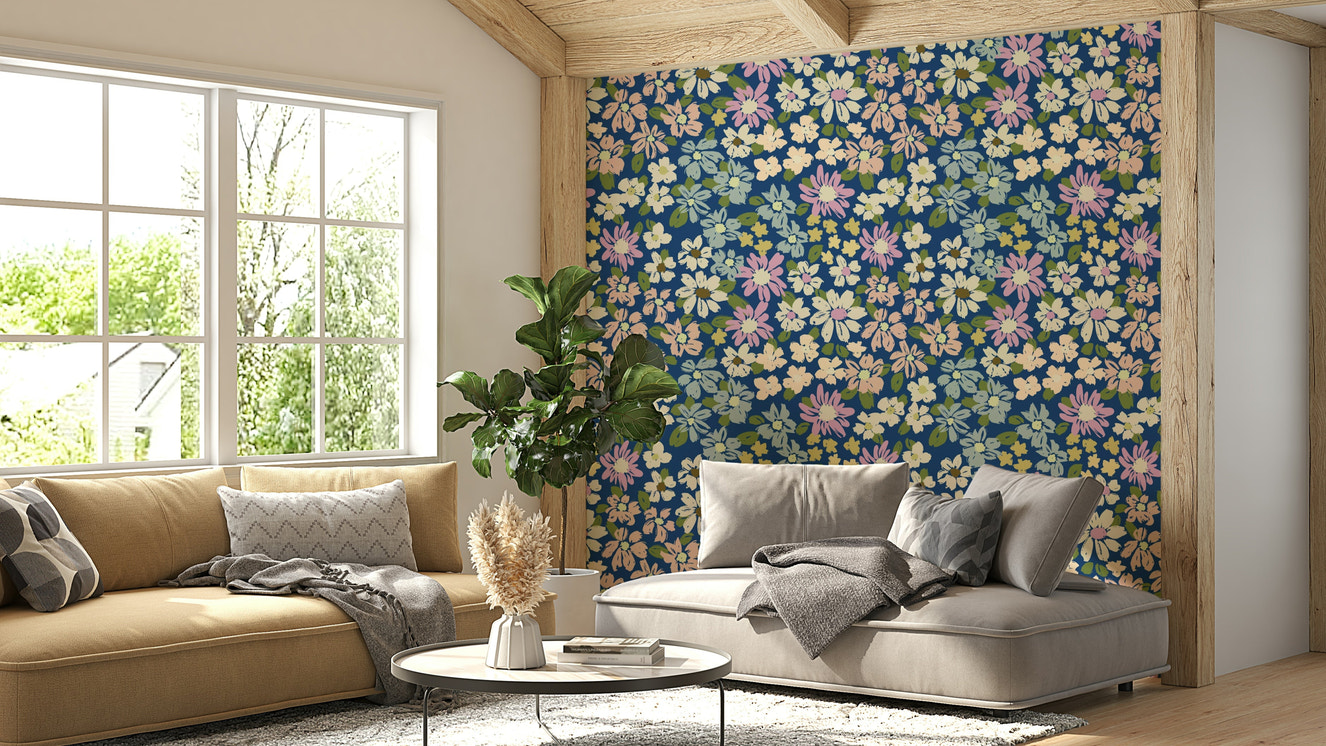 Hand-painted floral designs.

