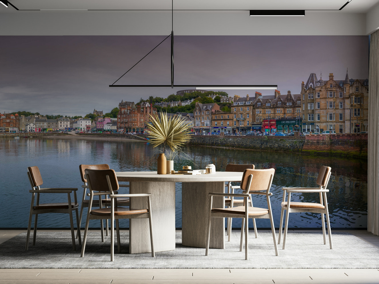 Panoramic view of Oban harbor.

