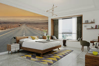 Long straight road in a desert.

