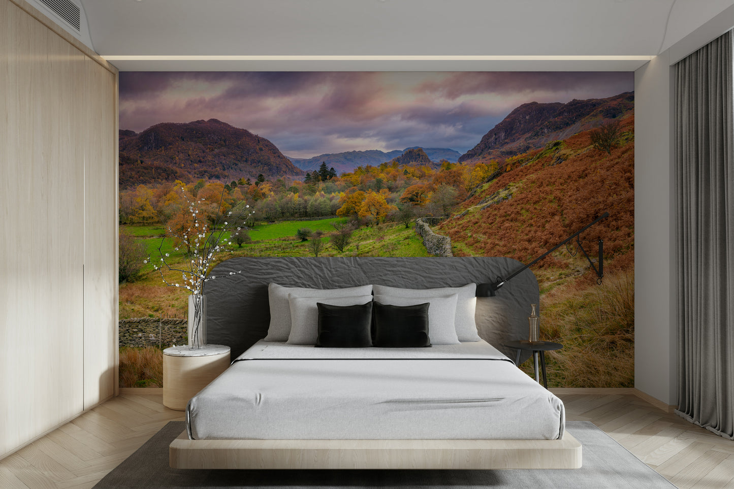 Gentle contours of hills.

