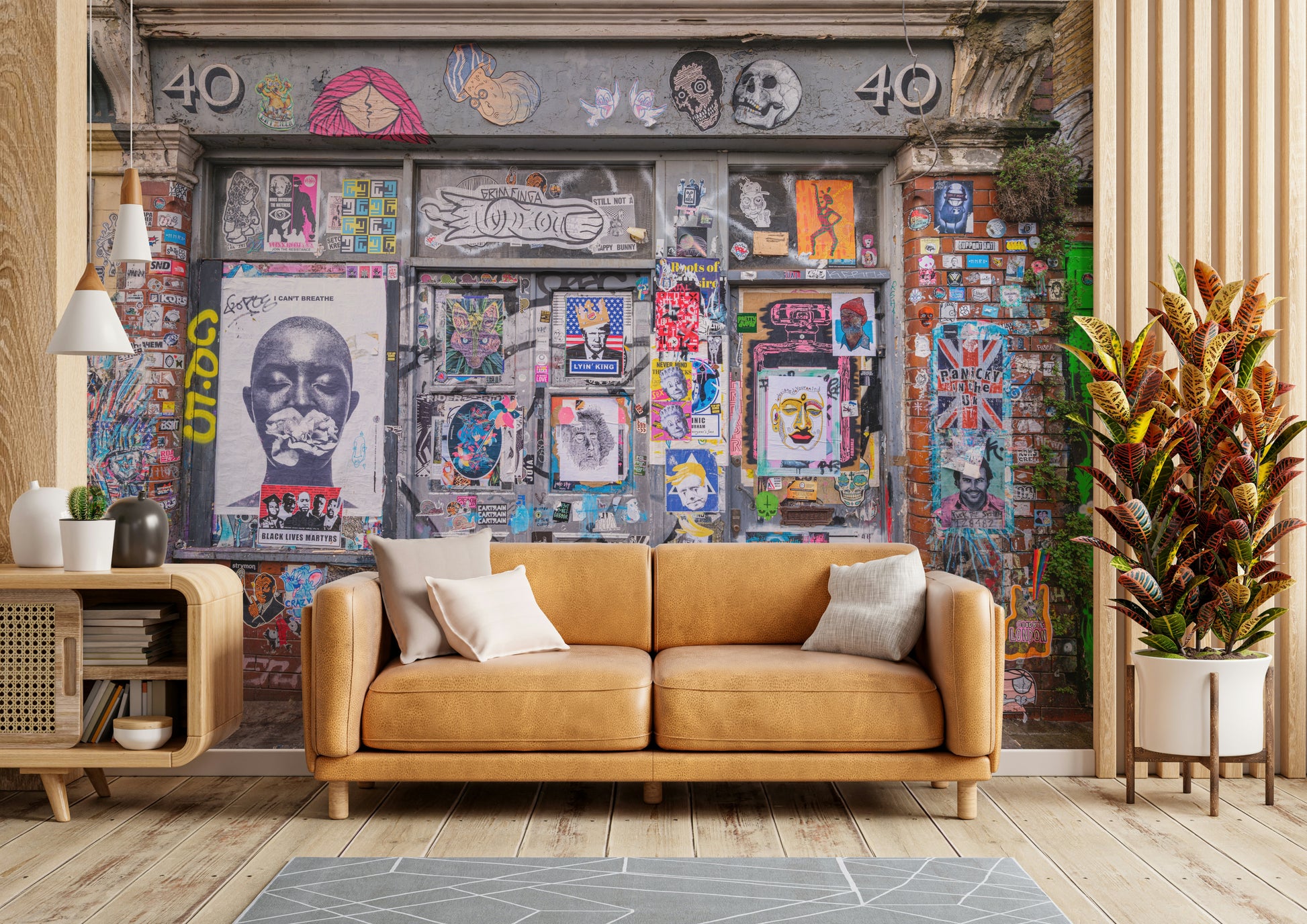 Diverse urban art styles.

