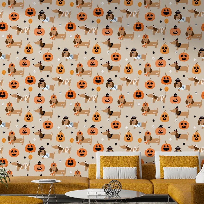 Halloween Doggies haunted wallpaper for walls