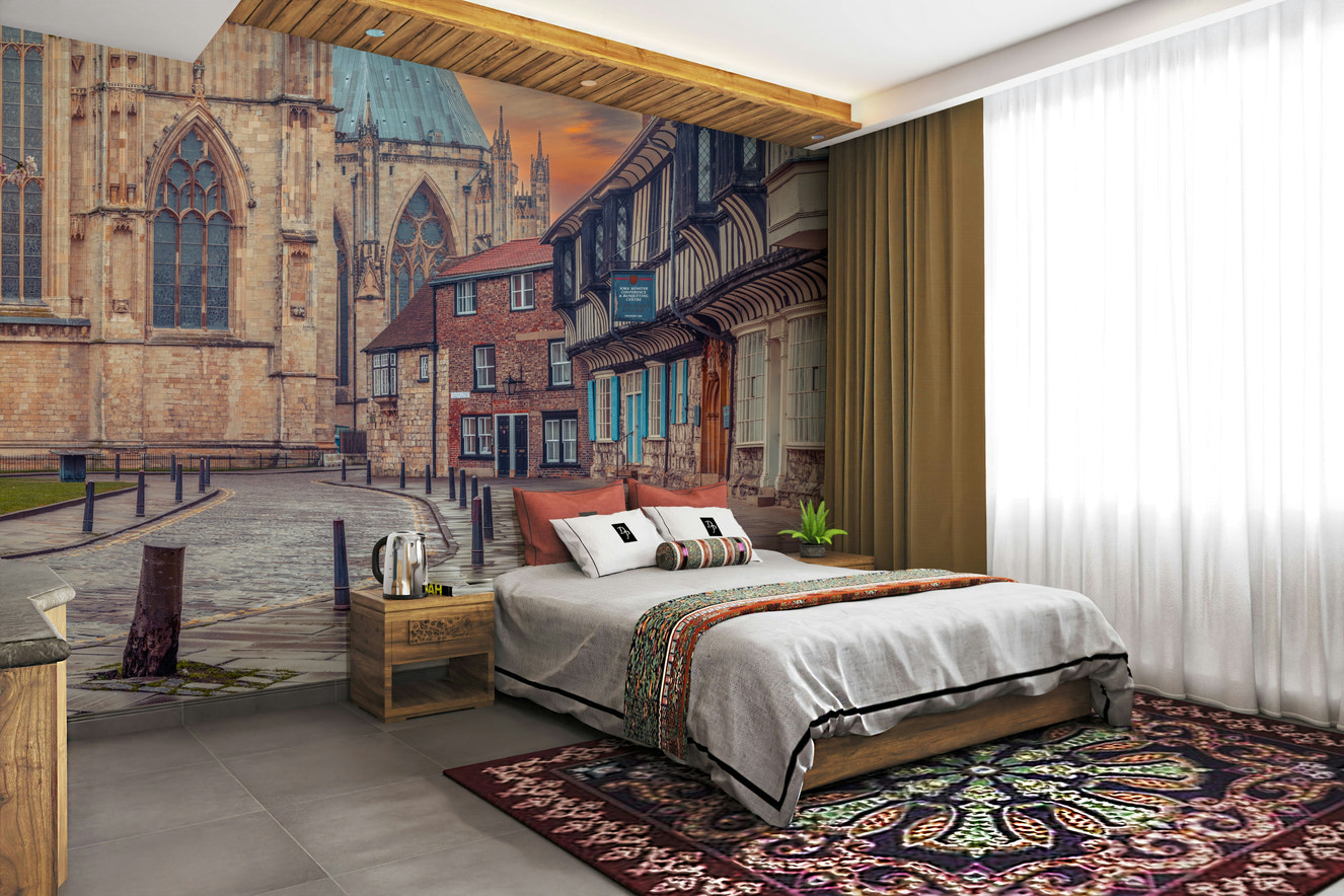 Historic streetscape of York, England.

