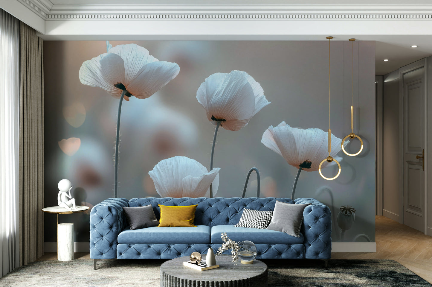 Wall decor evoking the quiet magic of a blooming garden.

