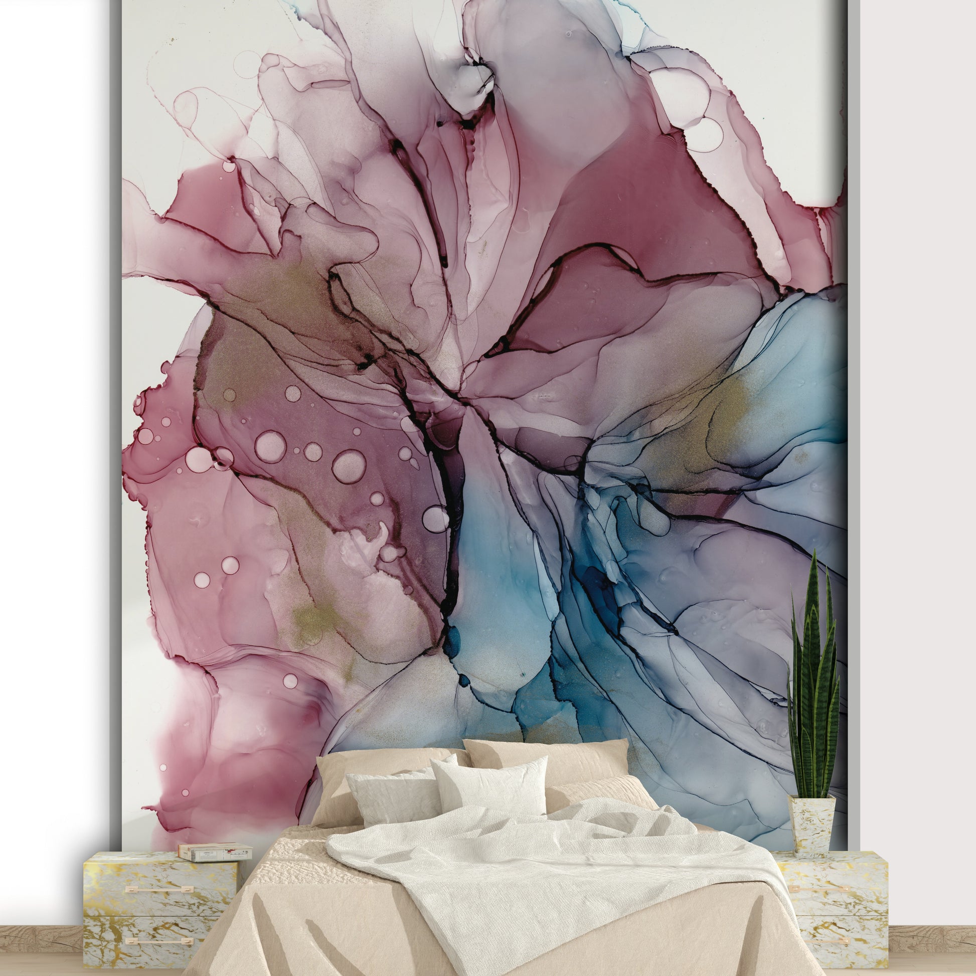 Harmonious palette of muted tones, pastels, or watercolors.

